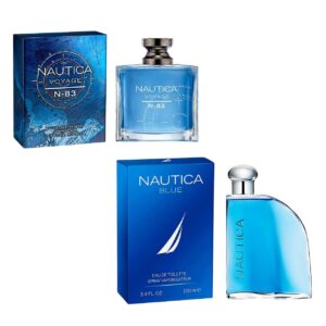 paquete de perfume 2x1 nautica voyage n83 + blue 100ml adt hombre