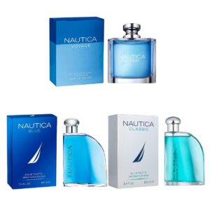 paquete de perfume 3×1 nautica voyage + blue + classic adt de 100ml hombre