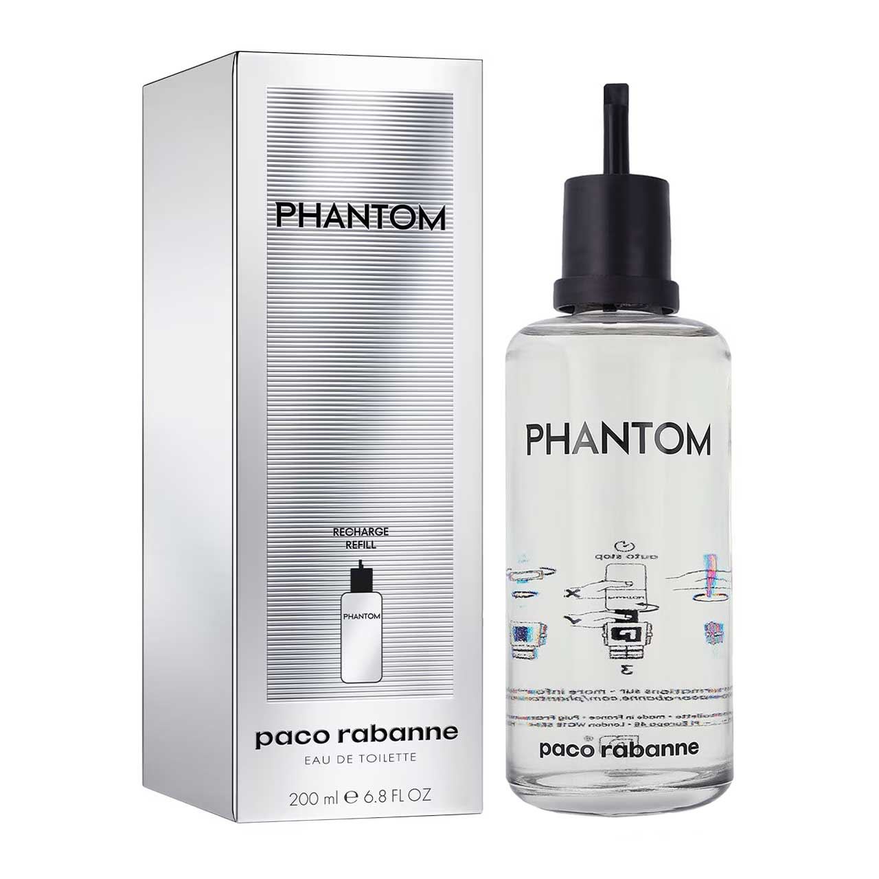 perfume phantom agua de tocador refillable 200ml hombre