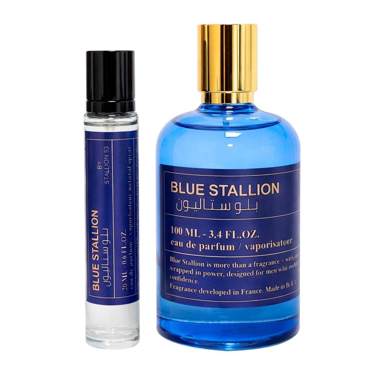 perfume arabe stallion blue + travel 20ml 100ml agua de perfume hombre 3