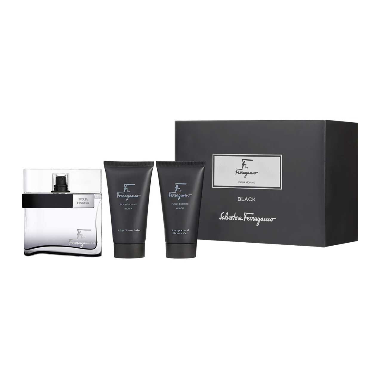 set f by ferragamo black de 3pzs hombre