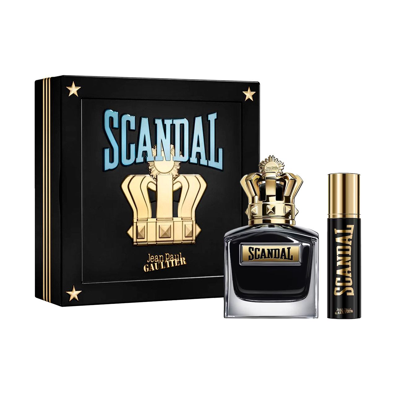 set scandal agua de perfume metal de 2pzs hombre