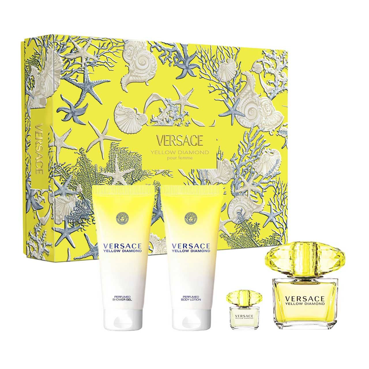 set versace yellow diamond miniatura de 4pzs dama