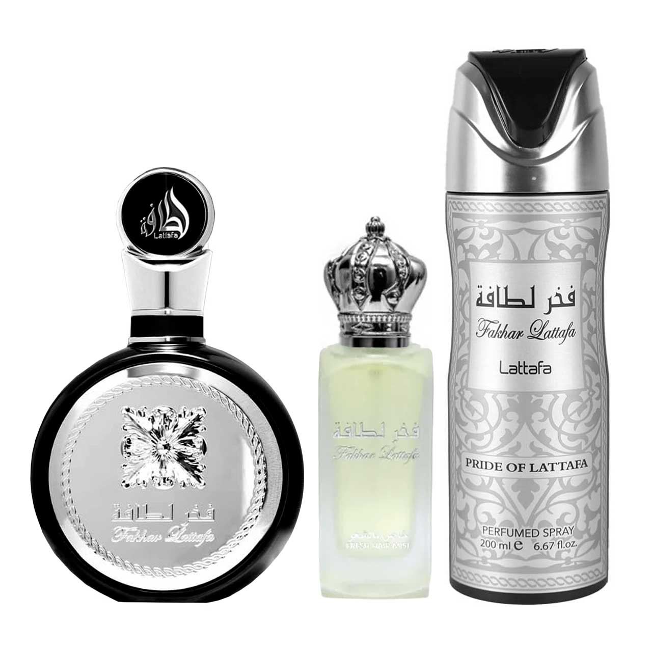 set arabe lattafa fakhar black de 3pzs hombre 3