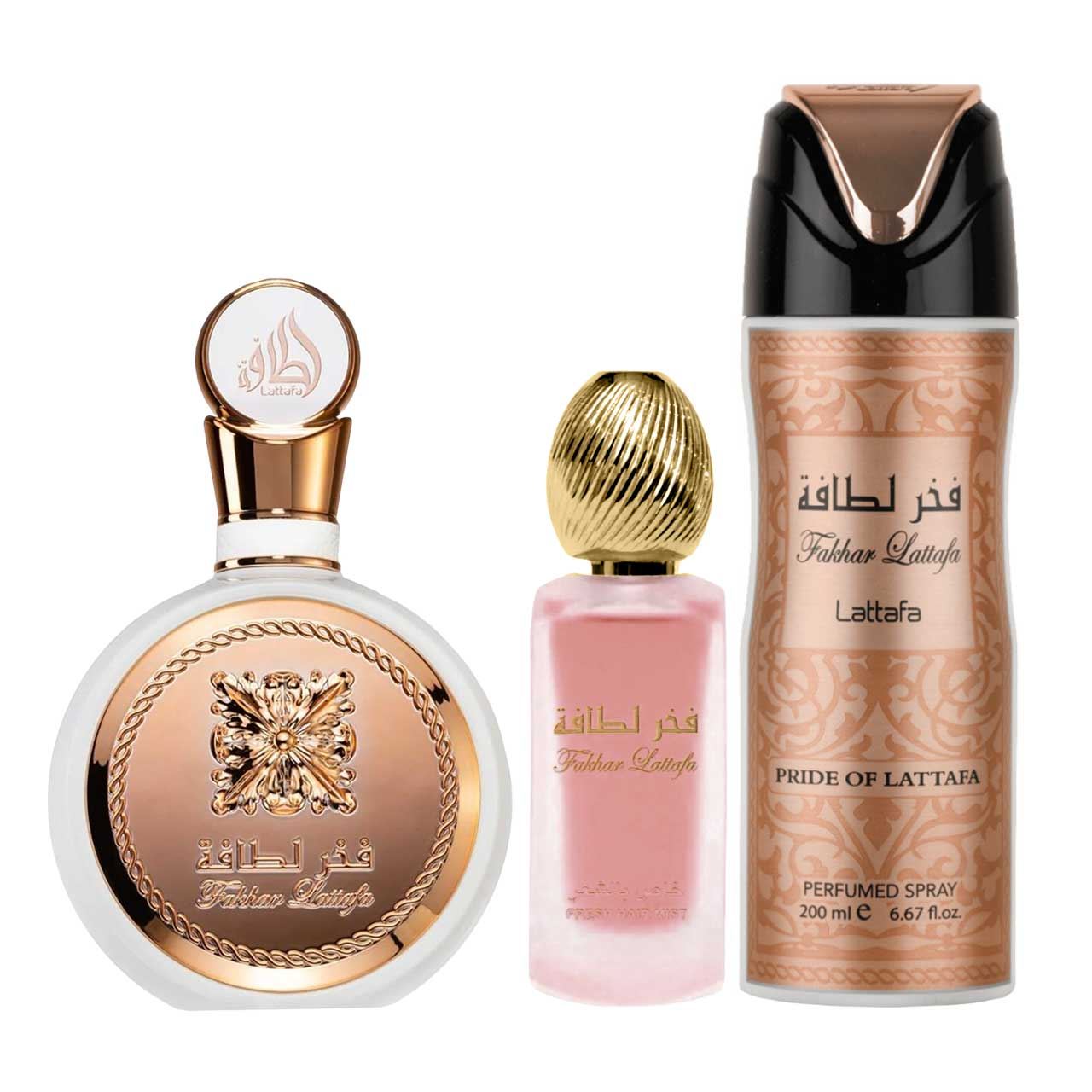 set arabe lattafa fakhar rose de 3pzs dama 3