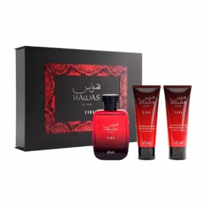 Set de Perfume Arabe Hawas Fire Agua de Perfume de 3pzs Unisex